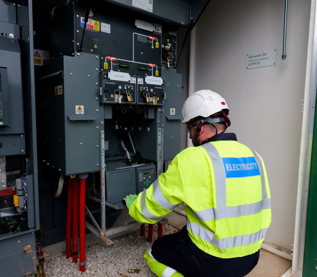 Serconnect worker carrying out substation maintenance