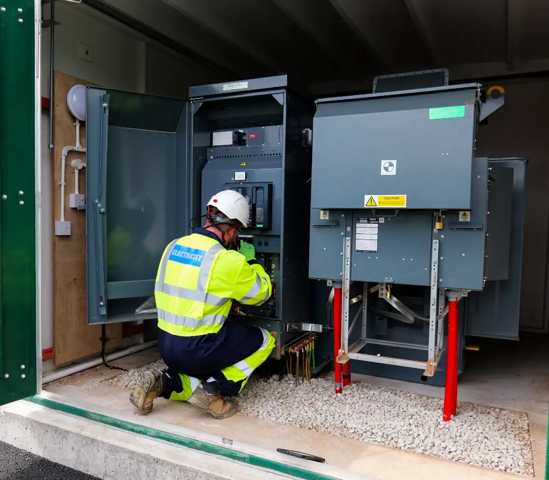 Switchgear installation by a Serconnect team member